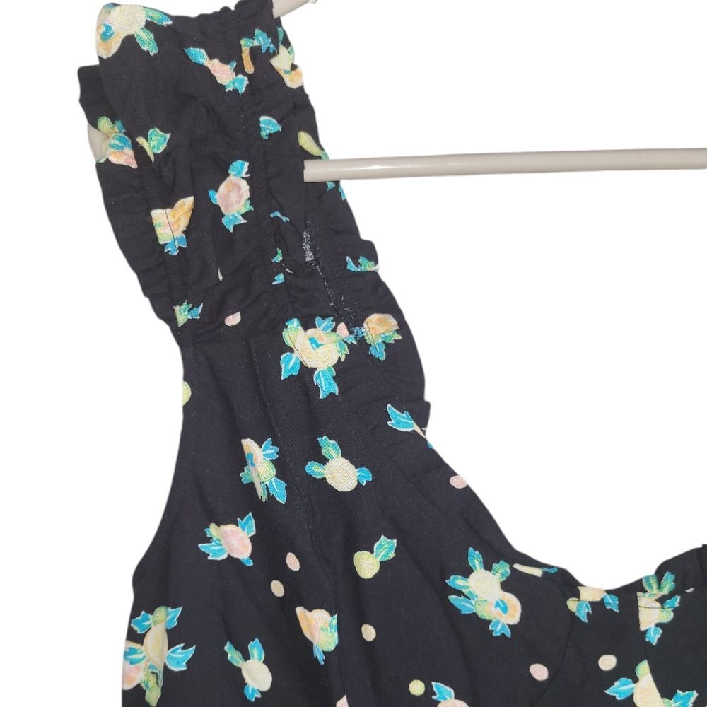 Free People Like a Lady Lemon Print Ruffle Hem Tie Back Mini Dress medium - Picture 6 of 8